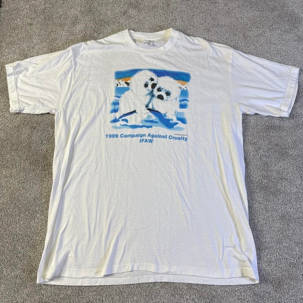 Vintage 1999 Short Hills IFAW Seal T-Shirt XL Single Stitch Anti Cruelty